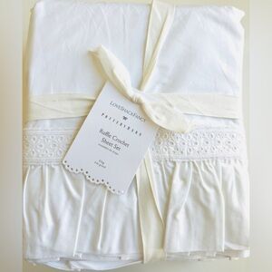 LoveShackFancy Ruffle Crochet 100% Organic Cotton King Sheets, NWT, Retail $199
